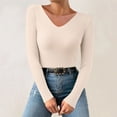 thumbnail image 2 of Thermal Tops for Women Long Sleeve V Neck Undershirt Womens Fitted Tops Womens Fall Tops Womens Business Casual Tops, 2 of 4