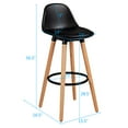 thumbnail image 3 of Topbuy Set of 2 Mid Century Barstool 28.5" Dining Pub Chair w/Leather Padded Seat Black, 3 of 5