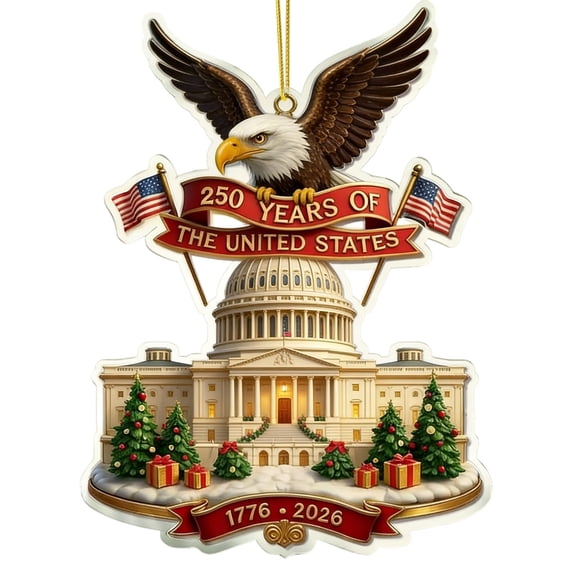 Chanana US 250th Anniversary Ornament 2026 – Patriotic Bicentennial Christmas Tree Decor, Collectible Keepsake for Veterans & History Lovers