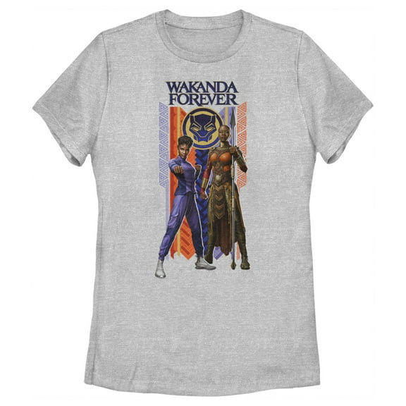 Women's Black Panther: Wakanda Forever Shuri and Okoye Movie Logo  Graphic Tee Athletic Heather 2X Large