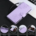 thumbnail image 6 of for iPhone 16 Pro Wallet Case with Credit Card Holder, Flower Pattern Flip PU Leather Stand Shockproof Protective Phone Cover for iPhone 16 Pro Magnetic Clasp Purse Case, Purple, 6 of 10