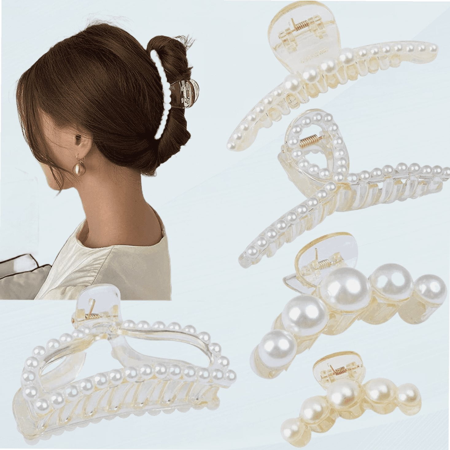 HHBEAUTY Cute Lily Flower Hair Claw Clips - Big Thick 
