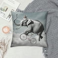 thumbnail image 2 of Fenyluxe Elephant Bicycle Ball Pillow Covers Short Plush 1PC Square Design Indoor Outdoor Home Decoration 12x12in, 2 of 5