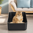 thumbnail image 4 of Black Medium High Sided Semi Open Cat Litter Box for Cats Under 13 Lbs, 4 of 5