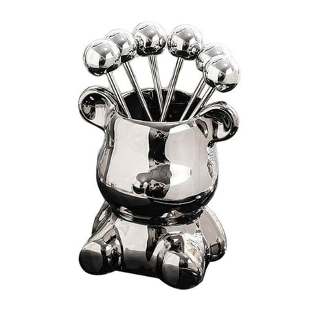 

Fruit Fork Set Tasting Appetizer Forks Cute Bear Designs Tableware Luxury Creative Dessert Forks For Banquet Wedding Home Kitchen Restaurant Argent