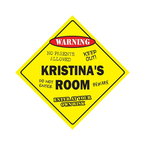Kristina's Room Sign Crossing Zone Xing | Indoor/Outdoor | 17" Tall kids bedroom decor door children's name boy girl