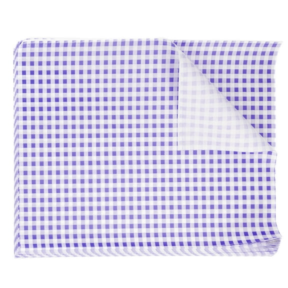Uxcell 100pcs Square Checkered Wax Paper Sheets 14.96" x 11.02" for Sandwich Baking Paper, Purple