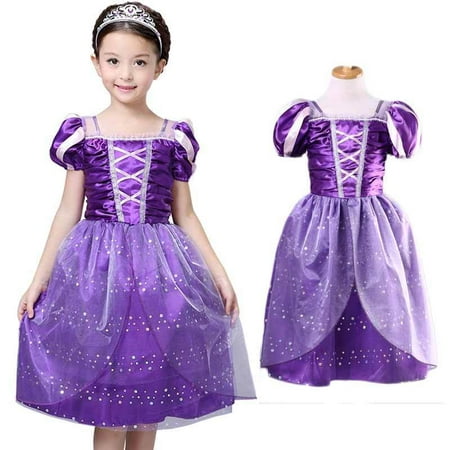 Little Girls Princess Rapunzel Dress Costume Kids Girls Princess Costume Fairytale Aurora Rapunzel Lace Party Birthday (Best Friend Girl Costumes)