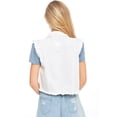 thumbnail image 2 of Women's Distressed Jean Denim Button Up Pocket Slim Sleeveless Short Vest,Off-White,Small, 2 of 5