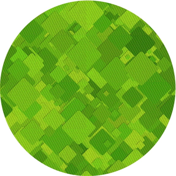 Ahgly Company Machine Washable Indoor Round Transitional Bright Green Area Rugs, 7' Round