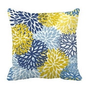 ECZJNT Spring floral Blue yellow Chrysanthemum flowers Pillow Case Pillow Cover Cushion Cover 16x16 Inch