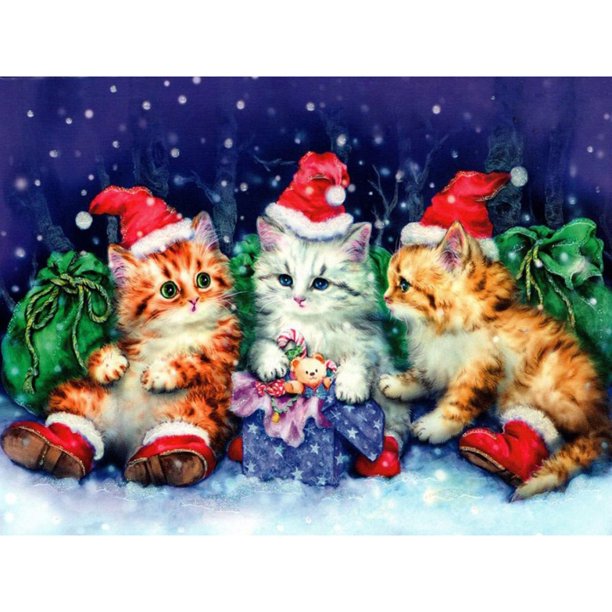 Cuadros Decorativos (DB7184) 5D Kit Rhinestone DIY Navidad Gato Cuadrado Diamante Pintura Artesanía 30x40cm Ehuebsd embutido en tela