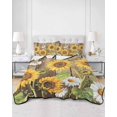 thumbnail image 2 of Twin Quilt Bedding Set, Farmhouse Sunflowers Reversible Summer Quilt 3 Pieces, Rustic Floral Buttterfly Wood Board Brown Lightweight Bedspreads Coverlets with 2 Pillow Shams for All Seasons, 2 of 5
