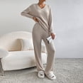 thumbnail image 4 of Blusa Conjunto casual de 2 piezas para mujer Conjunto de 2 piezas a juego de punto elegante Conjuntos de ropa para el hogar simples Ygjytge Beige T S para Mujer, 4 of 6
