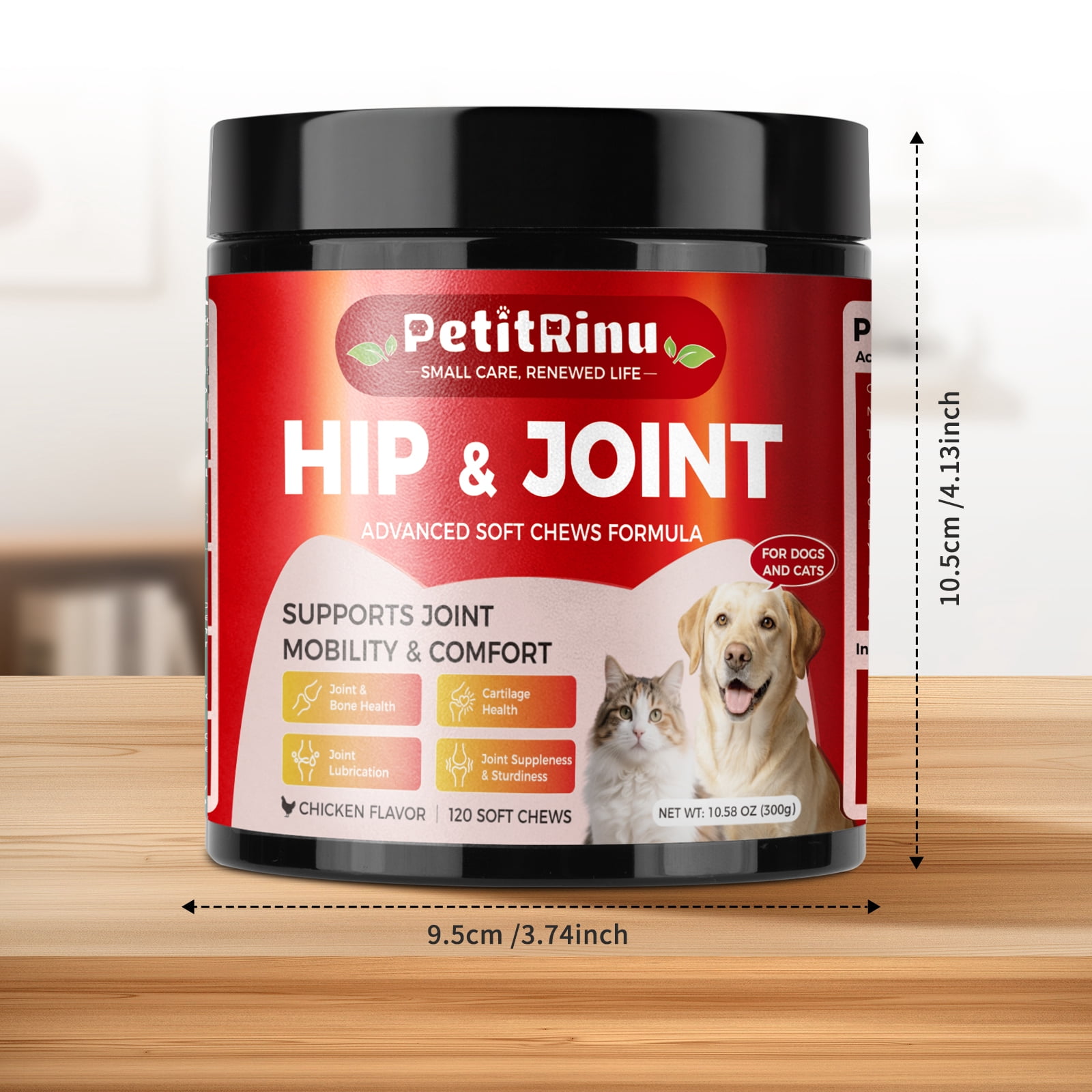 Hip and Joint Supplement for Dogs and Cats, Arthritis Pain Supplement, Mobility Cartilag Supplements, Turmeric Treats, 120ct