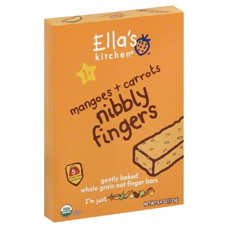 Ella's Kitchen 1+ Year Organic Nibbly Fingers Snack Bars, Mangoes + Carrots, 5 Count