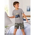 thumbnail image 5 of Beezizac Boys Summer Pajama Set, 2-Piece Jeep Camo PJs‌ - Short Sleeves & Shorts Soft Sleepwear Size 10, 5 of 7