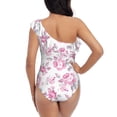 thumbnail image 5 of Picia Rose Flowers Pattern Women's One Piece Swimsuits,One Shoulder Swimwear Asymmetric ,Ruffle Monokinis Bathing Suits,High Waisted Flattering Bathing Suits-X-Large, 5 of 8