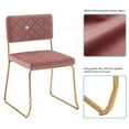 thumbnail image 5 of Duhome Modern Dining Chairs Set of 2 Quilt Armless Kitchen Chair Desk Chair Accent Velvet Chairs with Gold Metal Legs with Mid Back for Dining Room Living Room Pink, 5 of 7