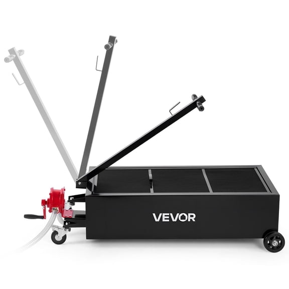 Low Profile Oil Drain Pan 25 Gallon Capacity with T-Folding Handle & Manual Transfer Pump - Universal Fit
