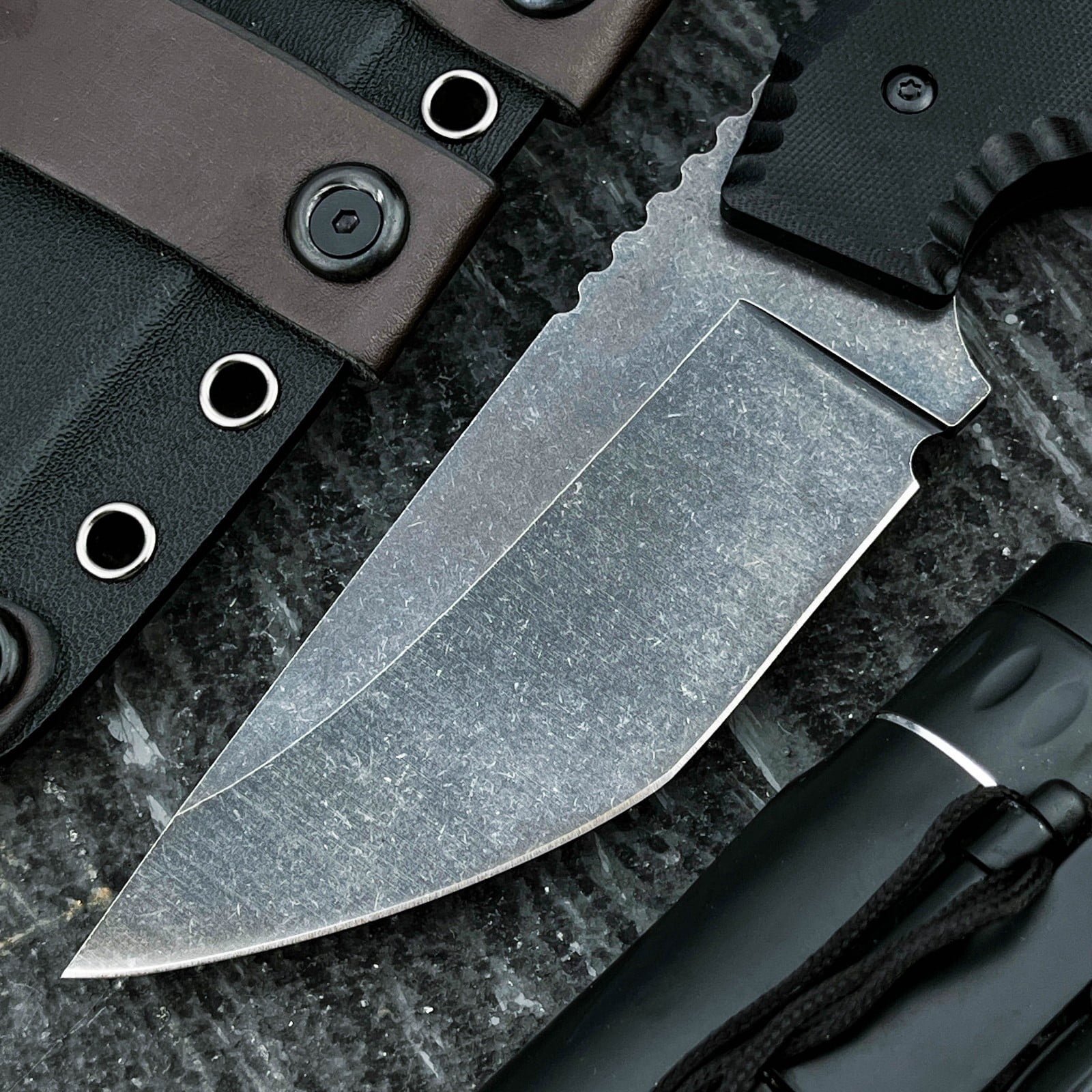 Fixed Blade Outdoor Utility Knife with Sheath, 7Cr13MoV Stainless Steel Full Tang, Black G10 Handle - Multipurpose Tool for Camping, Hiking, and Processing Fish
