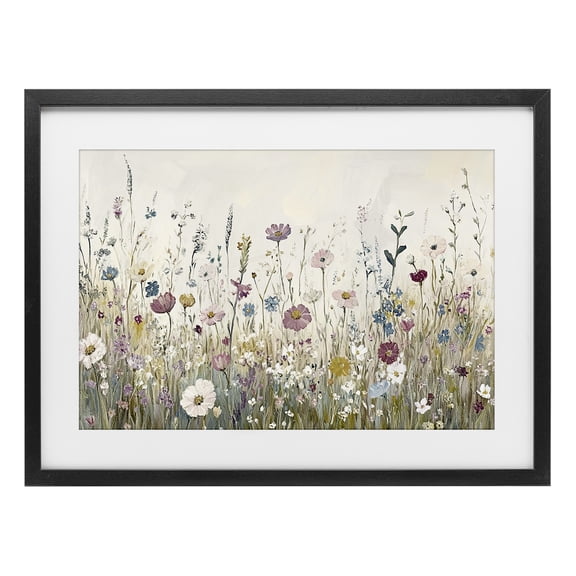 Stupell Industries Cottage Spring Blooms Pastoral Meadow Black Framed Print Under Glass, 20 x 14, by Kim Allen