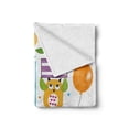 thumbnail image 2 of 1st Birthday Soft Flannel Fleece Throw Blanket, First Cake with Candle Owls Family with Box Party Theme Print, Cozy Plush for Indoor and Outdoor Use, 50" x 70", Sky Blue Orange, by Ambesonne, 2 of 6