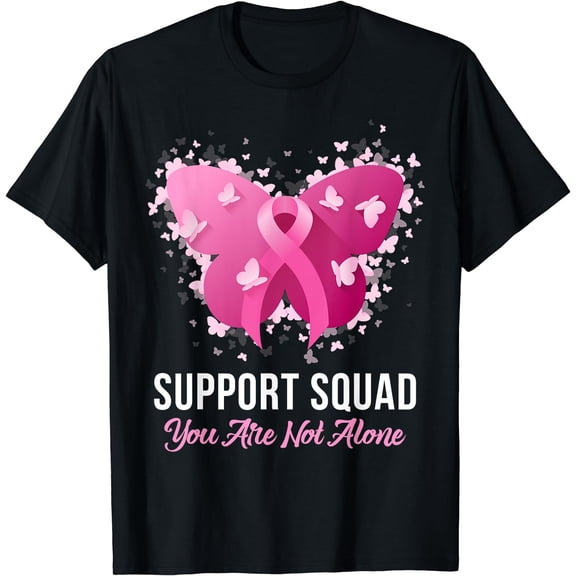 Support Squad Breast Cancer Awareness Pink Ribbon Butterfly T-Shirt
