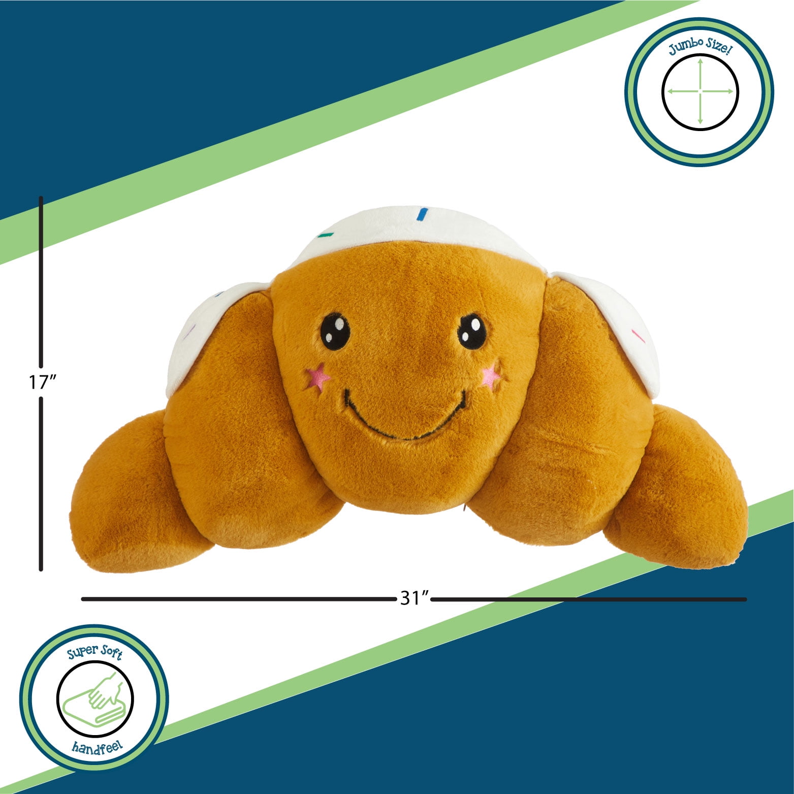Your Zone Croissant Shaped Plush Body Pillow, Beige, Soft & Cozy