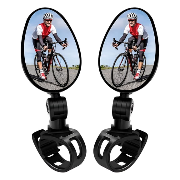 MELIVO 2 Pack Bicycle Mirrors Universal Mini 360 Rotaty Rear View Camera Handlebar Glass Mirrors for Bike Bicycle Ebike Scooter Left and Right Handlebar Side Mirror Bicycle Rearview Mirror