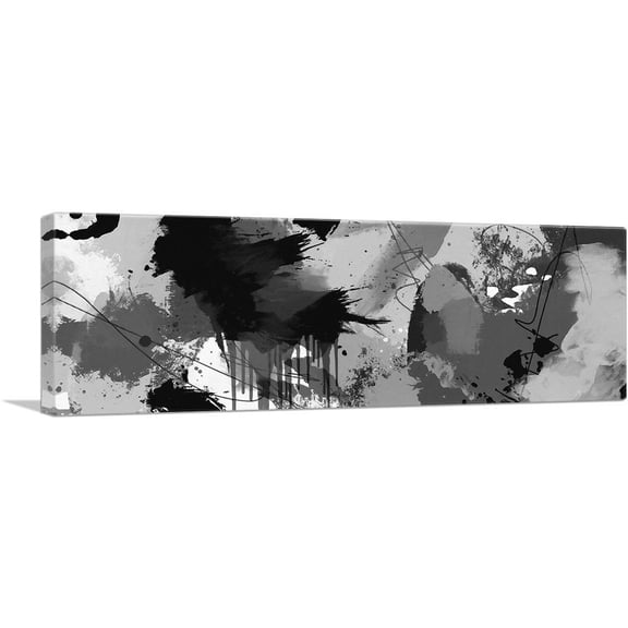 ARTCANVAS Light Dark Gray Black Modern Canvas Art Print - Size: 36" x 12" (0.75" Deep)