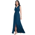 thumbnail image 4 of KOH KOH Long Sleeveless Wedding Guest Party Bridesmaid Evening Formal Dressy Cocktail Summer Bridal V-Neck Tall Flowy Slit Maxi Dress Gown For Women Blue Teal XXX-Large US 22-24 NT304, 4 of 6