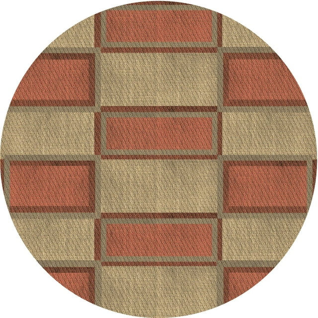Ahgly Company Tapis Rond Lavable en Machine Intérieur Transitionnel Pérun Brun, 3 Pieds Rond