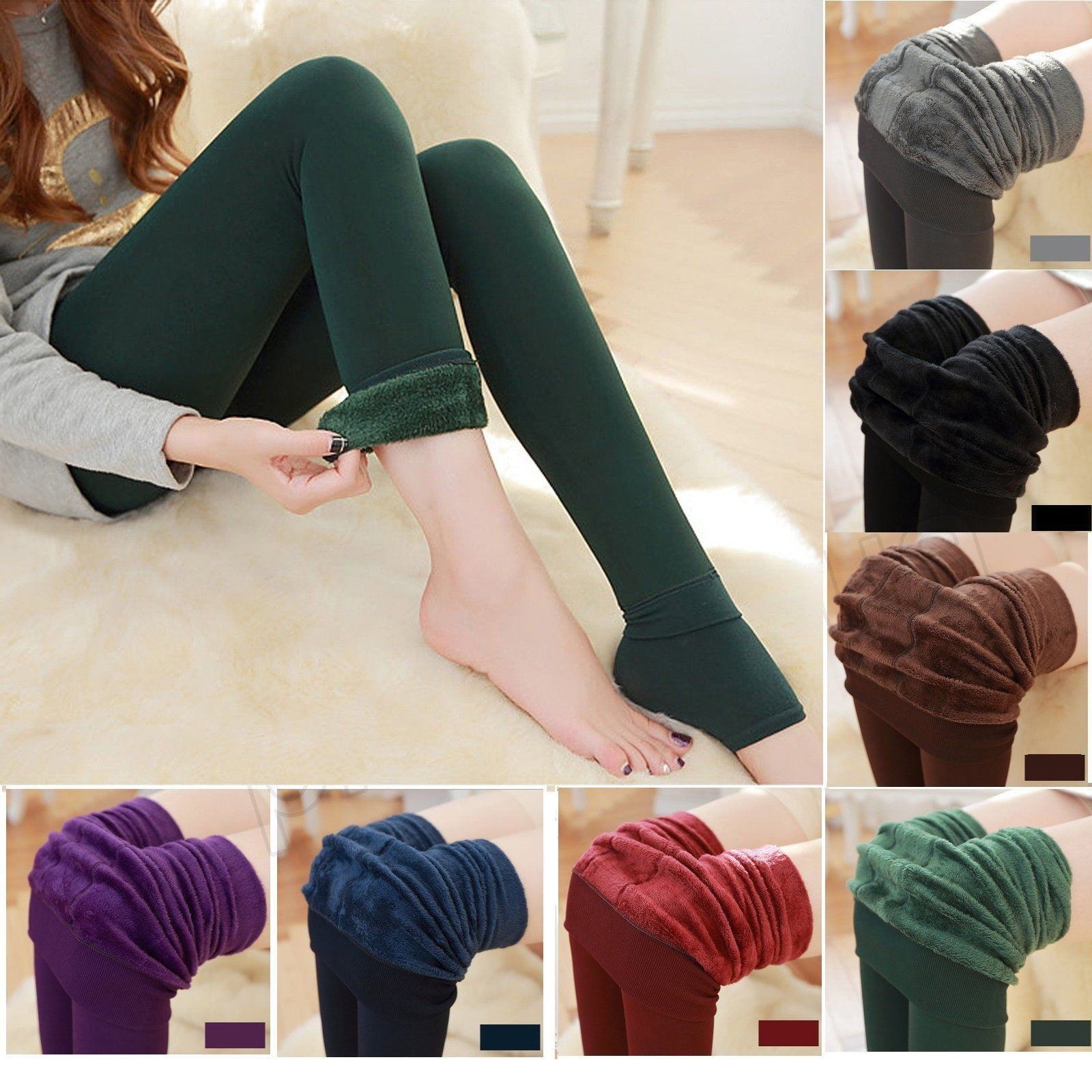 Women Winter Thick Warm Fleece Lined Thermal Stretchy Slim Skinny Leggings Pants 