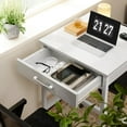 thumbnail image 6 of 24x24 Inch Bar Table with Power Outlets & Storage, Modern Counter Height Pub Table with Sturdy Legs for Kitchen & Dining, High Top Console Indoor Table, White, 6 of 16