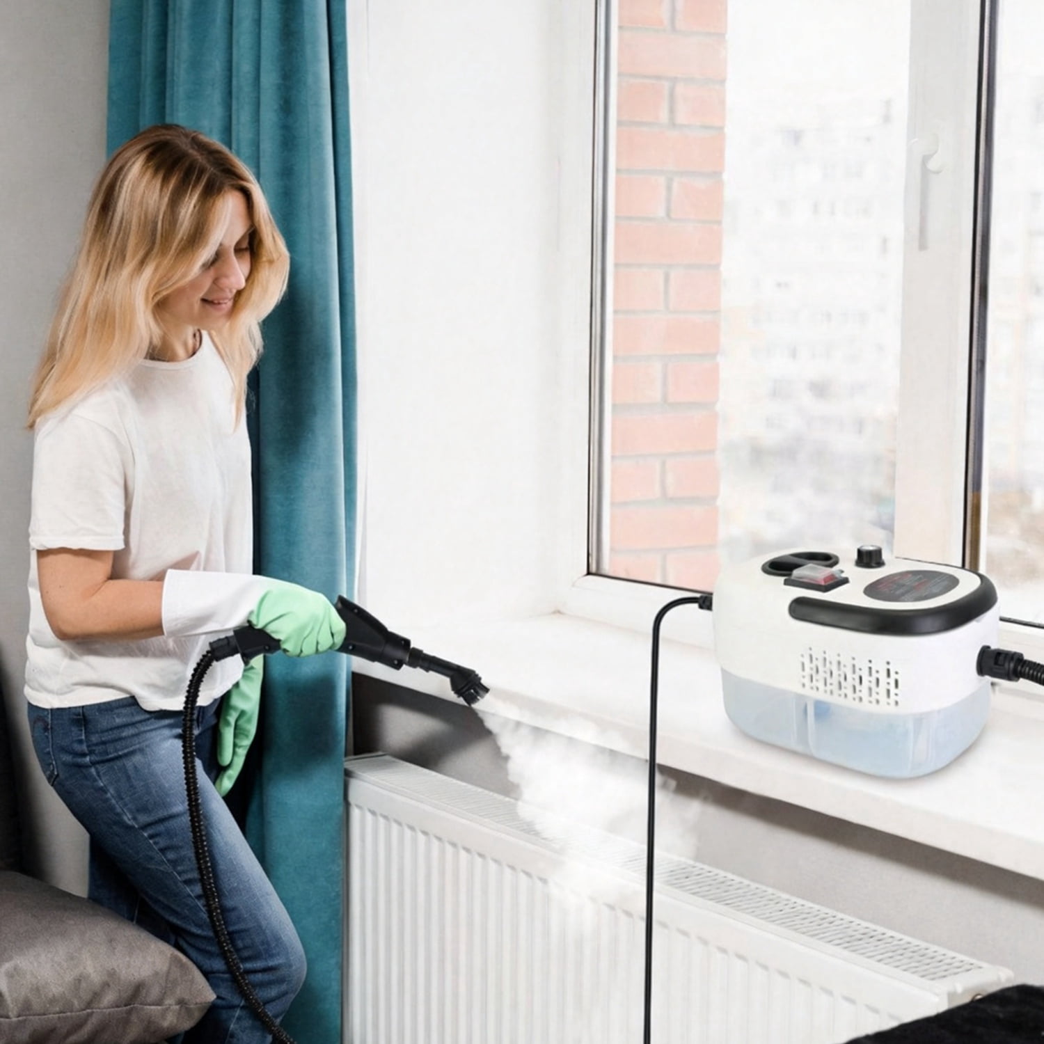 High Pressure Steam Cleaner 3Bar 212℉, 6 Adjustable Steam Levels with Multi-Accessories, 1200ml Tank Portable Steam Cleaning Machine for Kitchen Floor Window