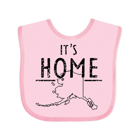 

Inktastic It s Home- Alaska State Outline Distressed Text Gift Baby Boy or Baby Girl Bib