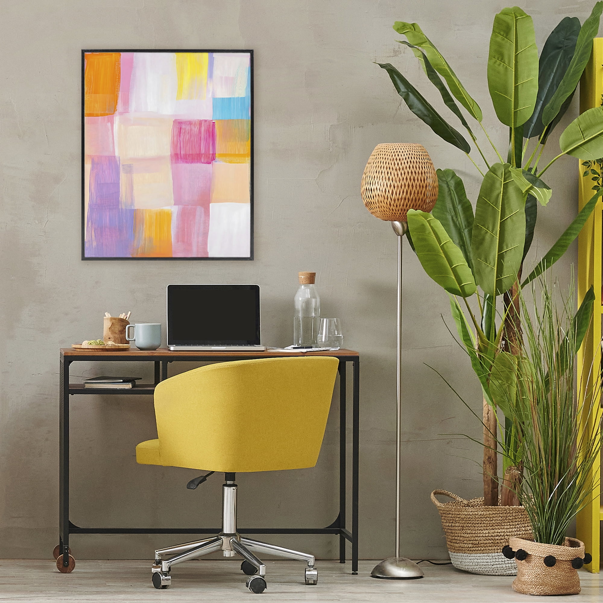 Stupell Industries Abstract Grid Brushstrokes Black Framed Giclee Art, design by The Prints Vibe