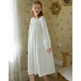 thumbnail image 4 of Defitshape Women's Cotton Victorian Nightgown Vintage Long Sleeve Sleep Dress Soft Old Fashioned Billowy Cute Lightweight Long Pj Shirt White Small, 4 of 5