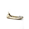 Pre-owned|Miu Miu Womens Metallic Crystal Ballet Flats Gold Tone Leather Size 38.5