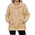 thumbnail image 1 of Womens Sweatshirts Half Zip Cropped Pullover Quarter Zipper Hoodies Fall Fashion Outfits Clothes Sky Blue XXL, 1 of 5