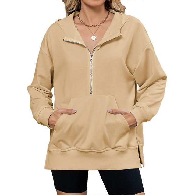 Womens Sweatshirts Half Zip Cropped Pullover Quarter Zipper Hoodies Fall Fashion Outfits Clothes Sky Blue XXL