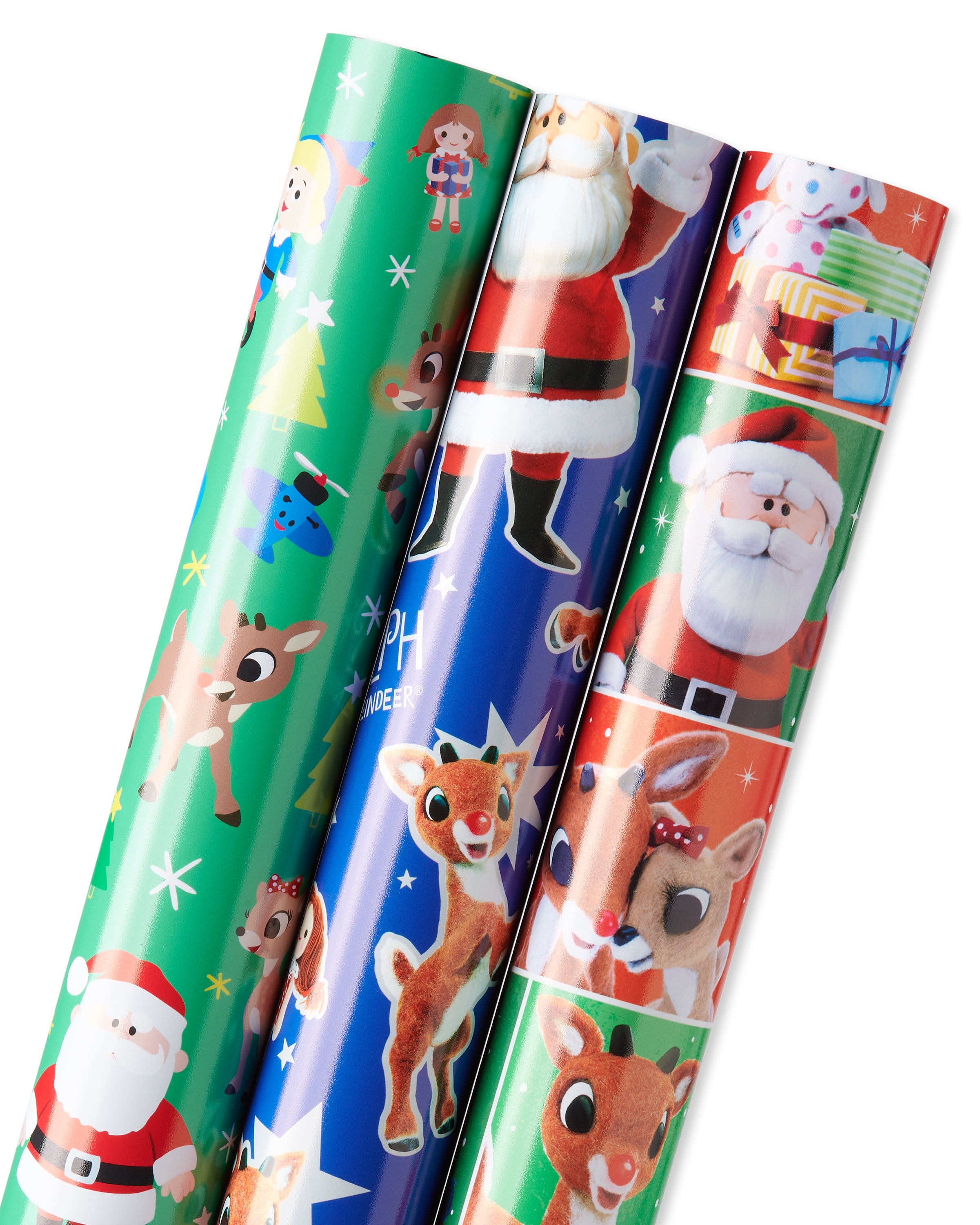 American Greetings Wrapping Paper Christmas Bundle, Rudolph Designs (3 Rolls, 105 sq. ft)