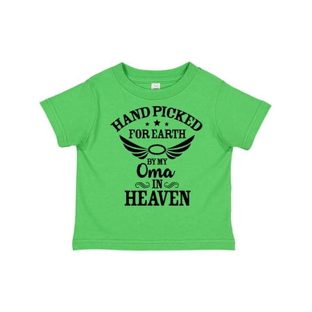 

Inktastic Handpicked for Earth By My Oma in Heaven with Angel Wings Gift Toddler Boy or Toddler Girl T-Shirt