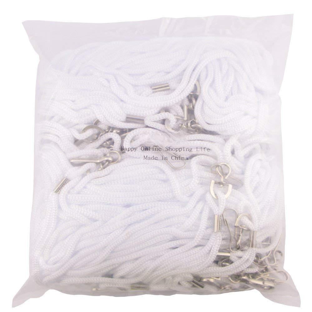 100 Pack Badge Lanyards Office Lanyard Id Card Business Students Employee Round 36" With Swivel Hook (white)