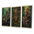 thumbnail image 3 of Designart "Ancient Wisdom Amazon Shaman III" Folk Religion Framed Wall Art Set Of 3 - Green Traditional Frame Gallery Wall Set For Home Decor, 3 of 6