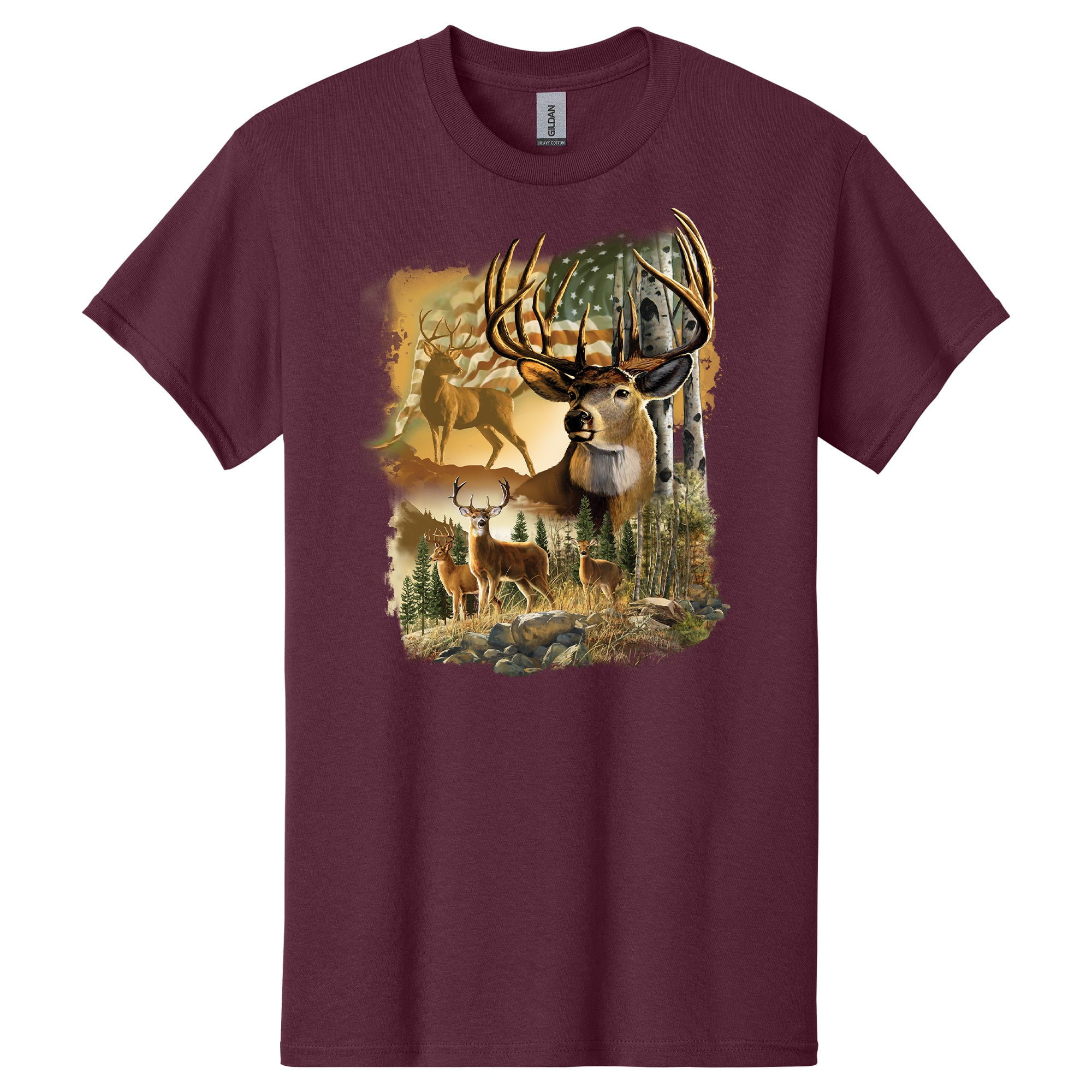 Vintage Japanese Flower Tee Mountain View Landscape Graphic