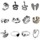 thumbnail image 1 of Juego de anillos de rana chapados en plata, paquete de anillos abiertos de animales lindos, anillos a juego hippie gótico vintage, lindo y elegante, serpiente, abrazo, 12 piezas Namotu WMPH-899, 1 of 6