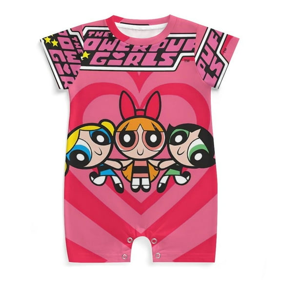 The Powerpuff Girls Baby Romper Short Sleeve Bodysuits Soft Rompers Summer Clothes One-Piece Jumpsuits Outfits 0-3M