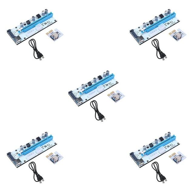 Maytalsory PCI-E Riser Board 1x to 16x Extender Adapter with 6-pin 4-pin SATA Interface blue 5Set